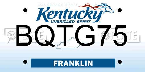BQTG75 Kentucky License Plate