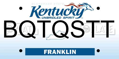BQTQSTT Kentucky License Plate