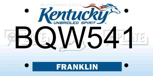 BQW541 Kentucky License Plate