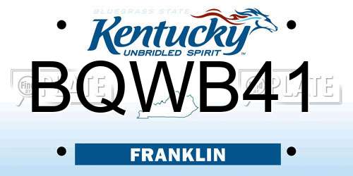 BQWB41 Kentucky License Plate