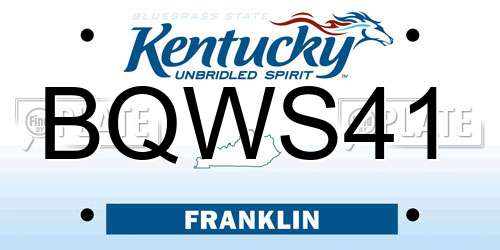 BQWS41 Kentucky License Plate