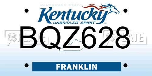BQZ628 Kentucky License Plate