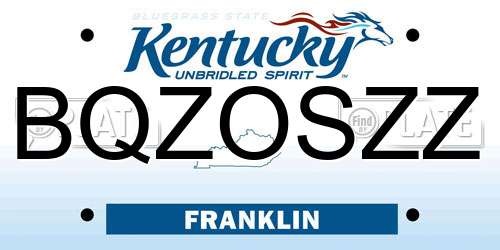 BQZOSZZ Kentucky License Plate