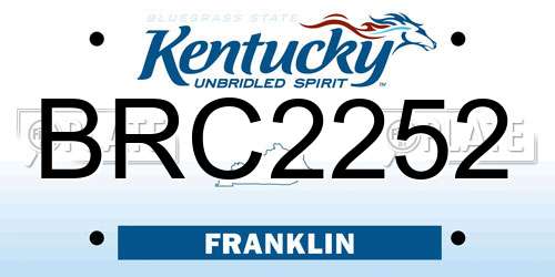 BRC2252 Kentucky License Plate