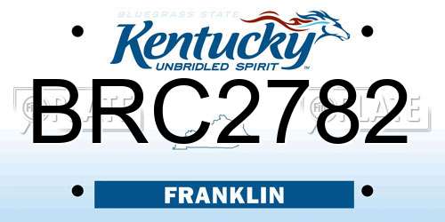 BRC2782 Kentucky License Plate