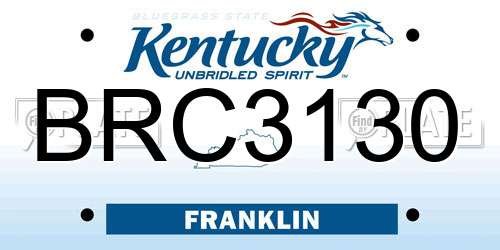 BRC3130 Kentucky License Plate