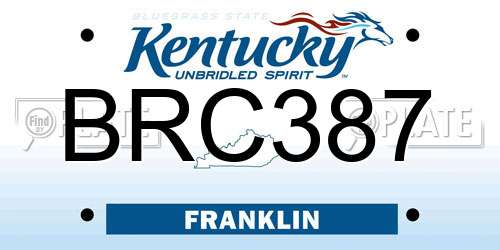 BRC387 Kentucky License Plate