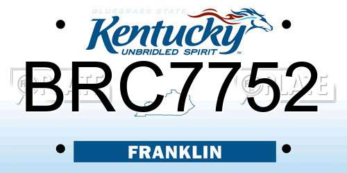 BRC7752 Kentucky License Plate