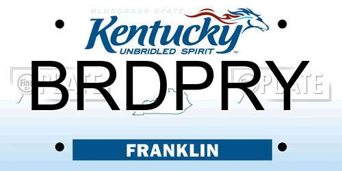 BRDPRY Kentucky License Plate