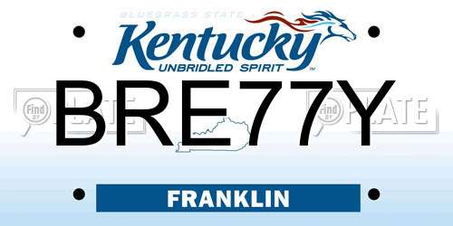 BRE77Y Kentucky License Plate
