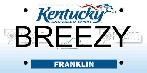 BREEZY Kentucky License Plate