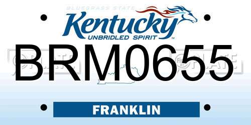 BRM0655 Kentucky License Plate