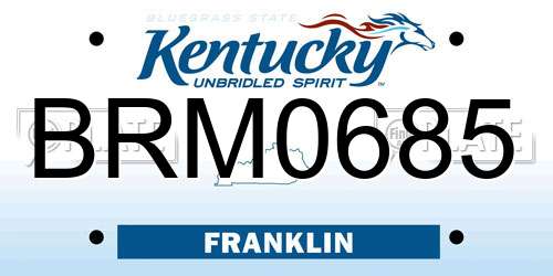 BRM0685 Kentucky License Plate
