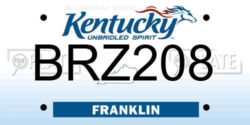 BRZ208 Kentucky License Plate