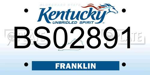 BS02891 Kentucky License Plate