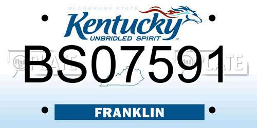 BS07591 Kentucky License Plate