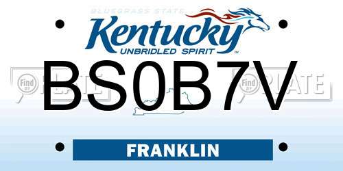 BS0B7V Kentucky License Plate