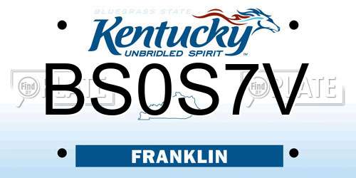 BS0S7V Kentucky License Plate