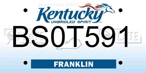 BS0T591 Kentucky License Plate
