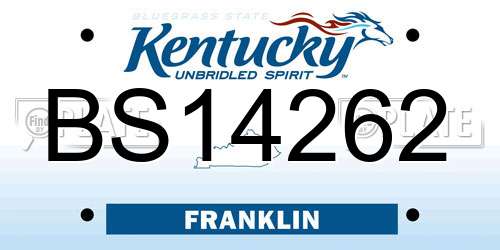 BS14262 Kentucky License Plate