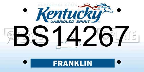 BS14267 Kentucky License Plate