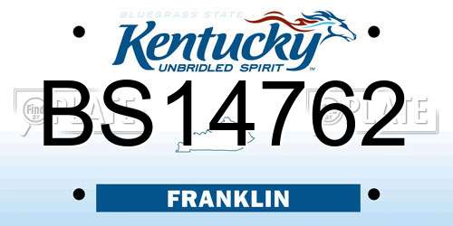 BS14762 Kentucky License Plate
