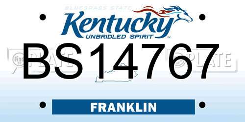 BS14767 Kentucky License Plate