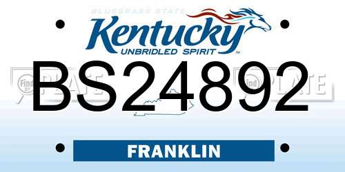 BS24892 Kentucky License Plate
