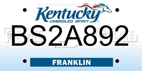 BS2A892 Kentucky License Plate