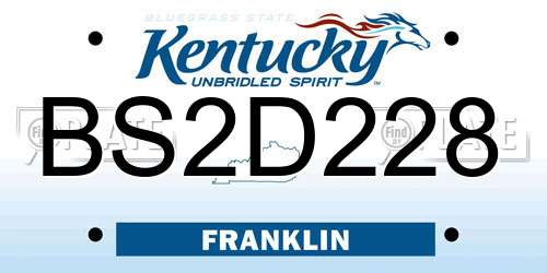 BS2D228 Kentucky License Plate