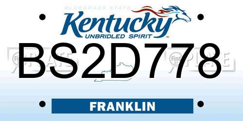 BS2D778 Kentucky License Plate