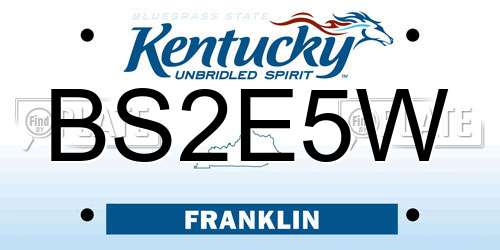 BS2E5W Kentucky License Plate