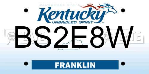 BS2E8W Kentucky License Plate