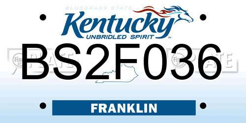 BS2F036 Kentucky License Plate