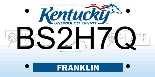 BS2H7Q Kentucky License Plate