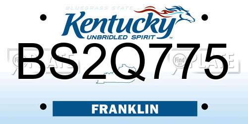 BS2Q775 Kentucky License Plate