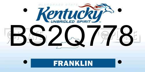 BS2Q778 Kentucky License Plate