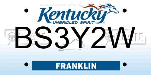 BS3Y2W Kentucky License Plate