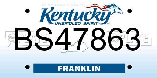BS47863 Kentucky License Plate