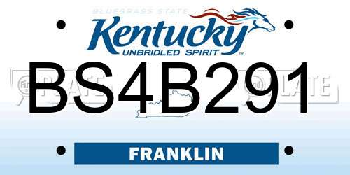 BS4B291 Kentucky License Plate