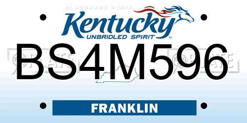 BS4M596 Kentucky License Plate