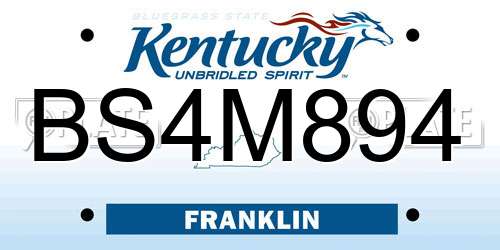 BS4M894 Kentucky License Plate