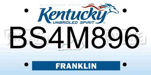 BS4M896 Kentucky License Plate