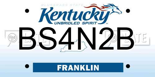 BS4N2B Kentucky License Plate