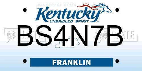 BS4N7B Kentucky License Plate