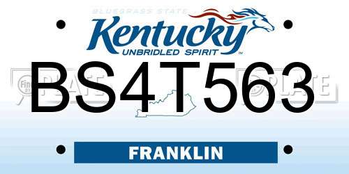 BS4T563 Kentucky License Plate