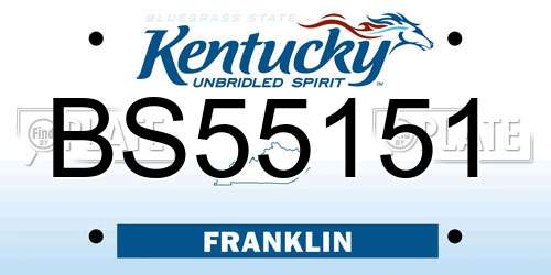 BS55151 Kentucky License Plate