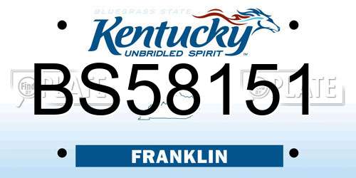 BS58151 Kentucky License Plate