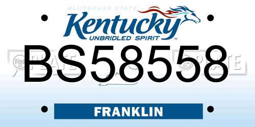 BS58558 Kentucky License Plate