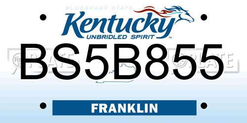BS5B855 Kentucky License Plate